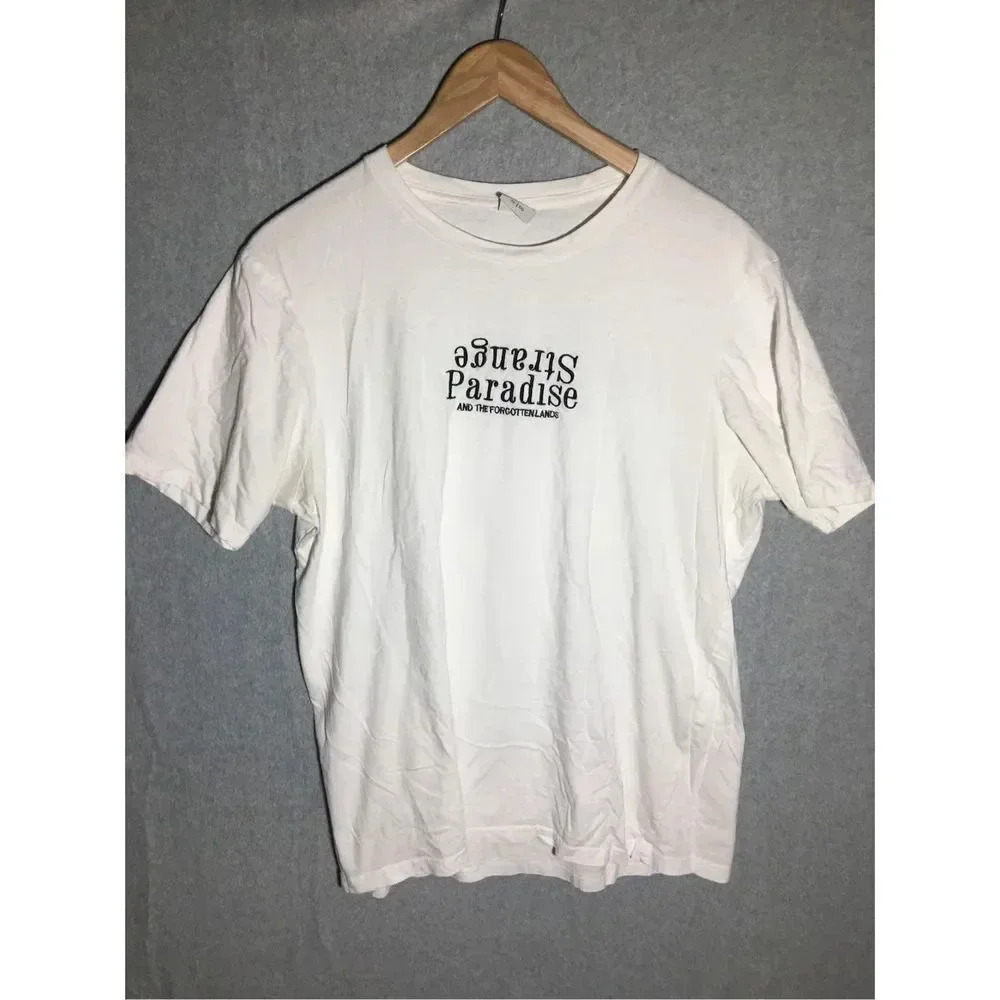 Mens Cotton On Shirt T-Bar Collab Strange Paradise White Graphic Tee Minimalist